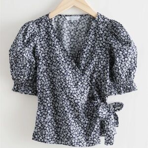 & Other Stories Floral Print Wrap Blouse